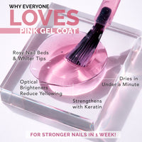 WHY EVERYONE LOVES PINK GEL COAT: Rosy Nail Beds & Whiter Tips, Optical Brighteners Reduce Yellowing, Strengthens with Keratin, Dries in Under a Minute / FOR STRONGER NAILS IN 1 WEEK!